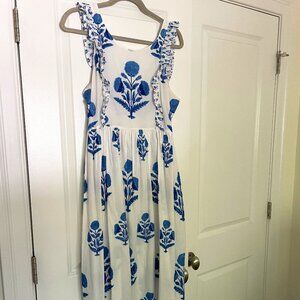 Pink City Prints Blue & White Midi Dress